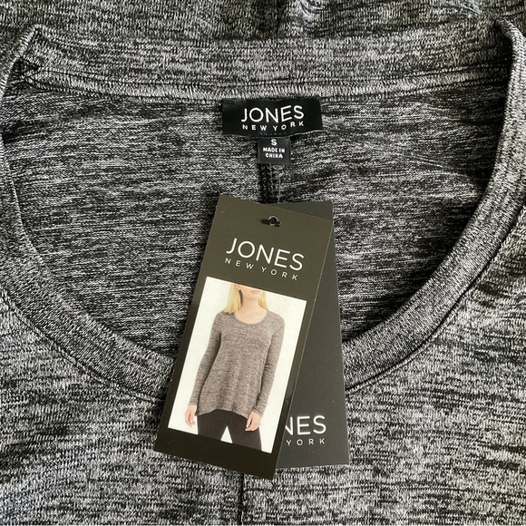 JONES New York Small Black/Gray Long Sleeve Knit Top Very Light Sweater New - Picture 5 of 7